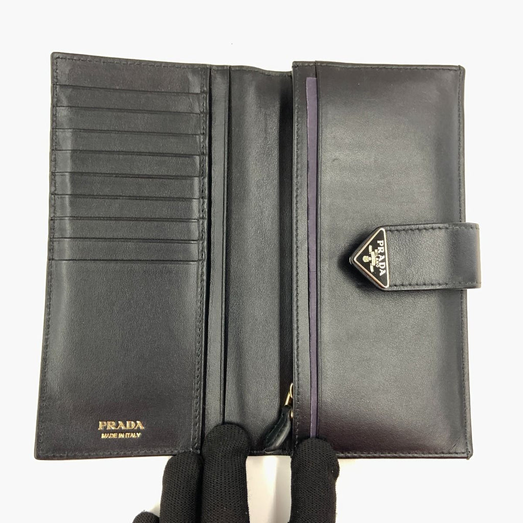 Prada Saffiano Triangle Logo Long Wallet 1 Mv025 Black — view 7