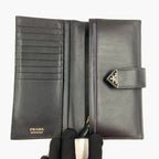 Prada Saffiano Triangle Logo Long Wallet 1 Mv025 Black — view 7