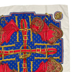 Hermes Scarf Silk Carre 90 Selles a Housse Cover Seat White Blue — view 3