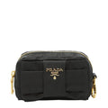 Prada Ribbon Logo Pouch Black Nylon