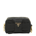 Prada Ribbon Logo Pouch Black Nylon