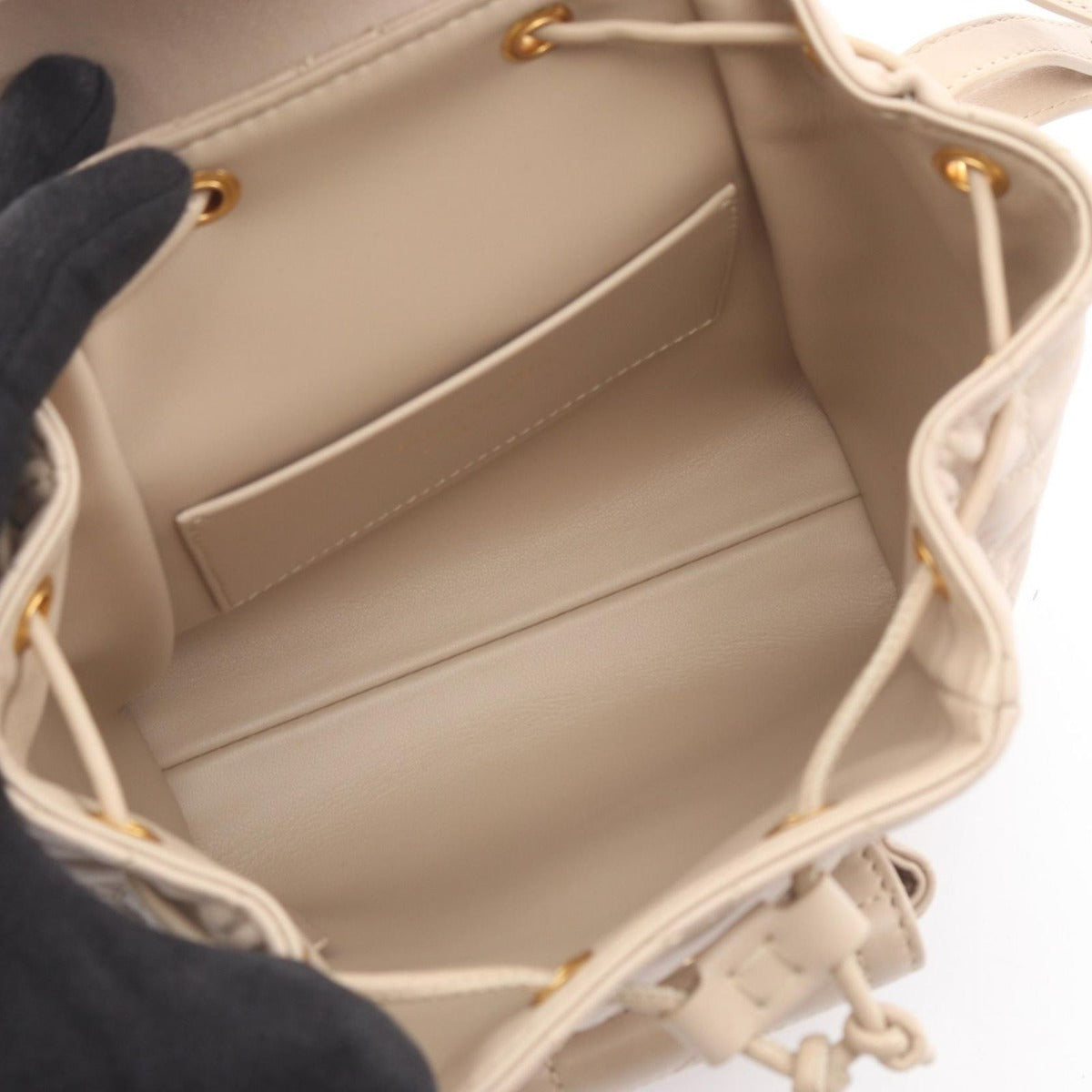 Dior Backpack Caro Small Macro Cannage Beige Leather — view 3