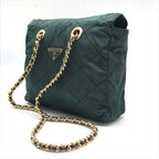 Prada Nylon Quilted Chain Shoulder Bag Green — view 2