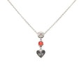 Gucci Trademark Drop Pendant Heart Necklace Silver Red Crystal