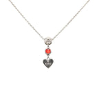 Gucci Trademark Drop Pendant Heart Necklace Silver Red Crystal