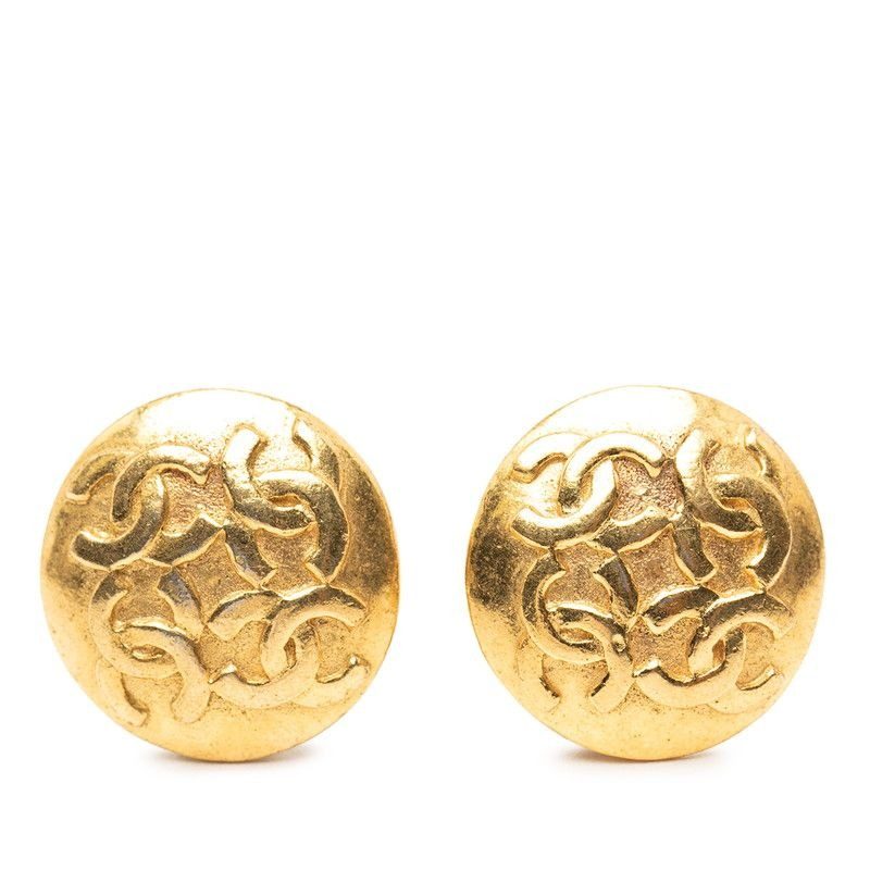Chanel CC Logo Earrings Gold Plated