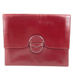 Hermes Clutch Leather Wine Red