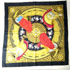 Hermes Carre 90 Casques Et Plumets Faceless Helmet 100% Silk Scarf