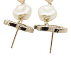 Chanel Earrings Gold Metal Rhinestone Faux Pearl CC Logo — view 5