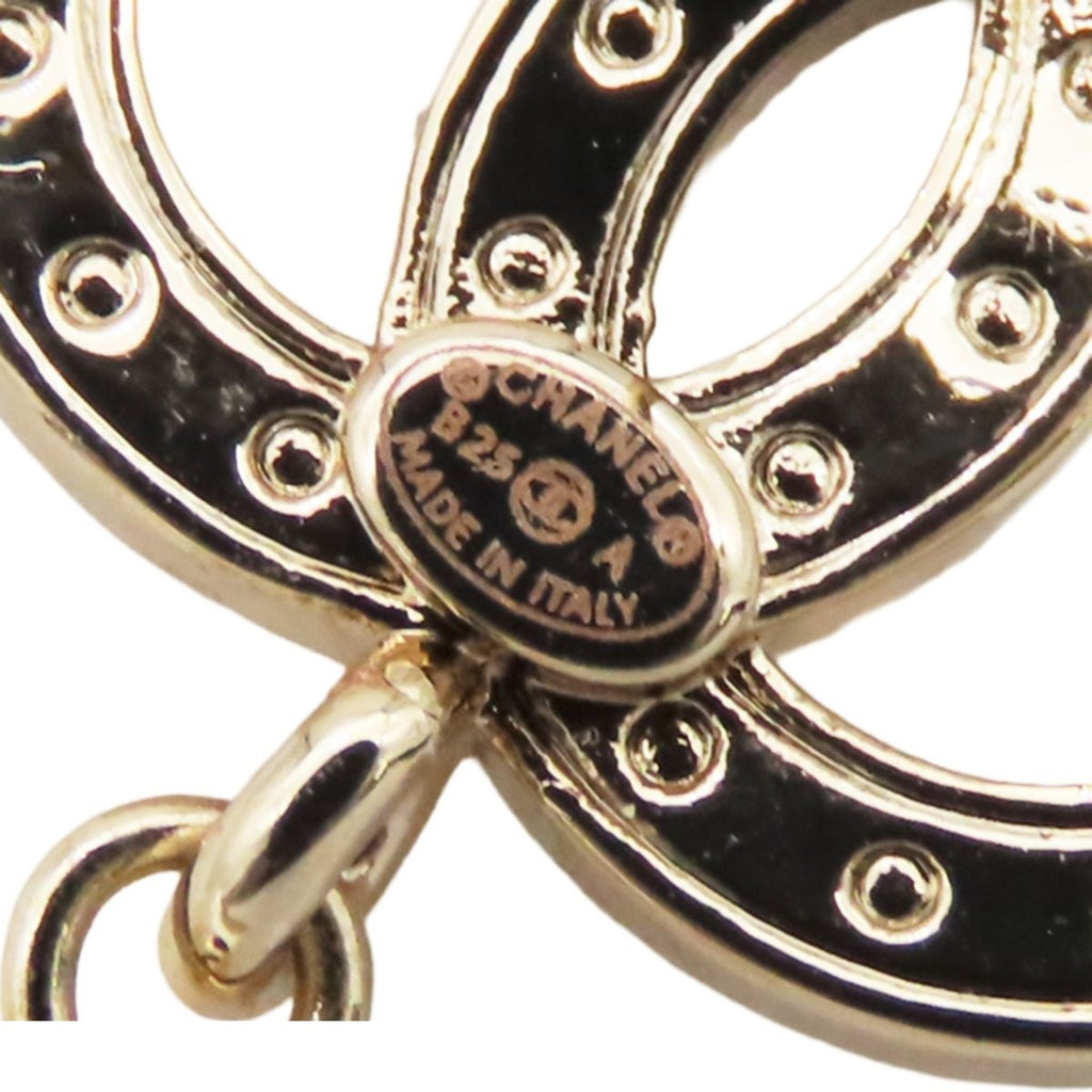 Chanel Earrings Gold Metal Rhinestone Faux Pearl CC Logo — view 6