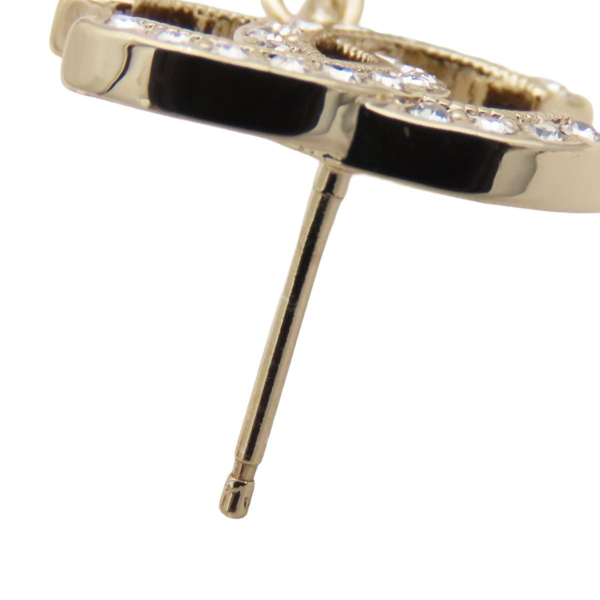 Chanel Earrings Gold Metal Rhinestone Faux Pearl CC Logo — view 7