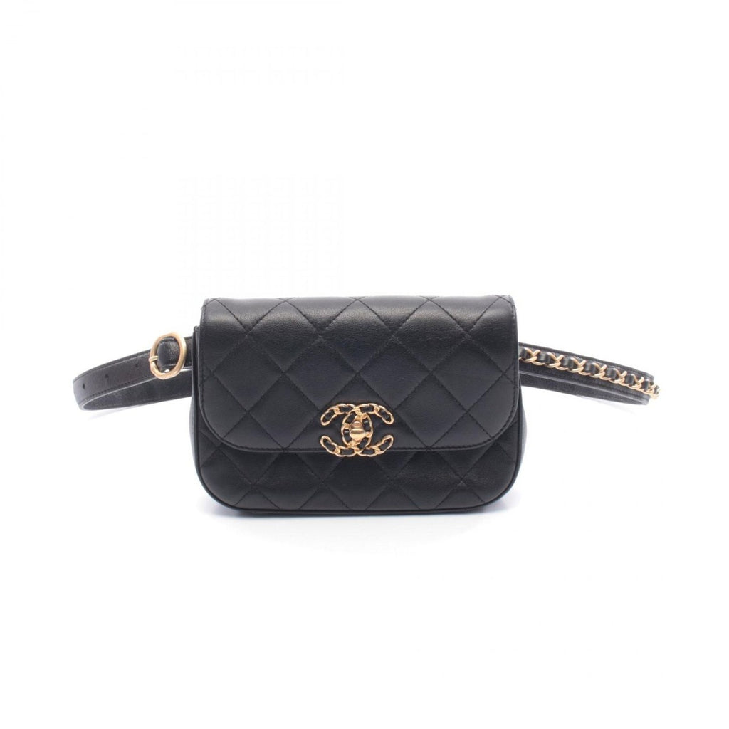 Chanel Waist Bag Black Lambskin Quilted