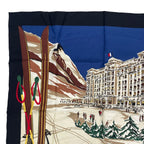 Celine Scarf Silk Snow Scenery Hotel Ski Carriage Multicolor — view 2
