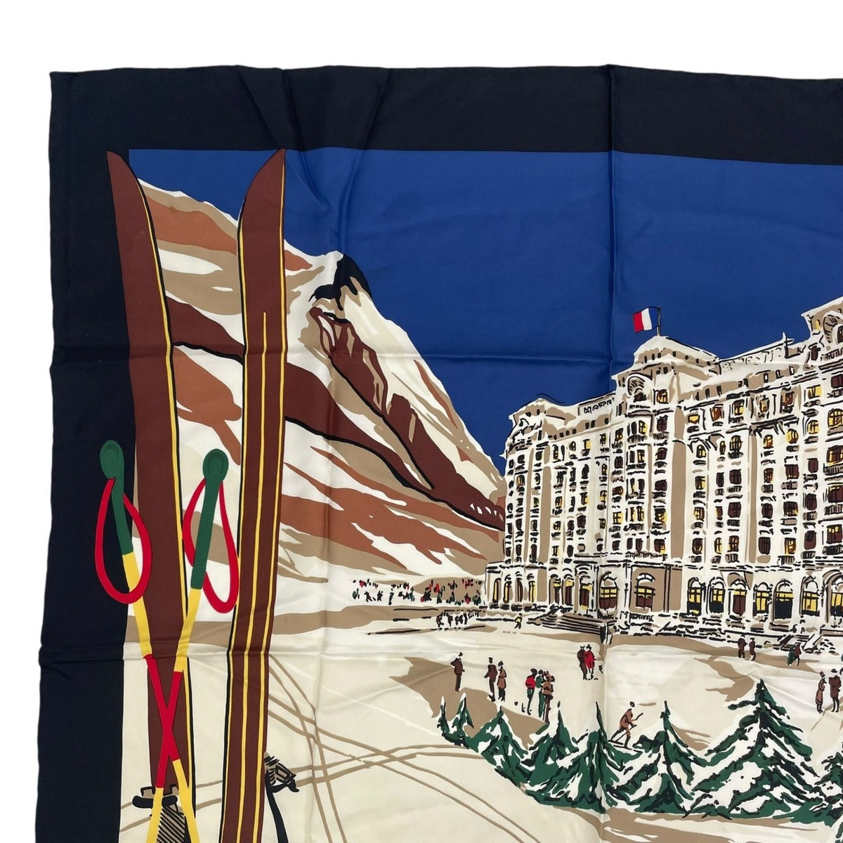 Celine Scarf Silk Snow Scenery Hotel Ski Carriage Multicolor — view 2