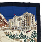 Celine Scarf Silk Snow Scenery Hotel Ski Carriage Multicolor — view 3