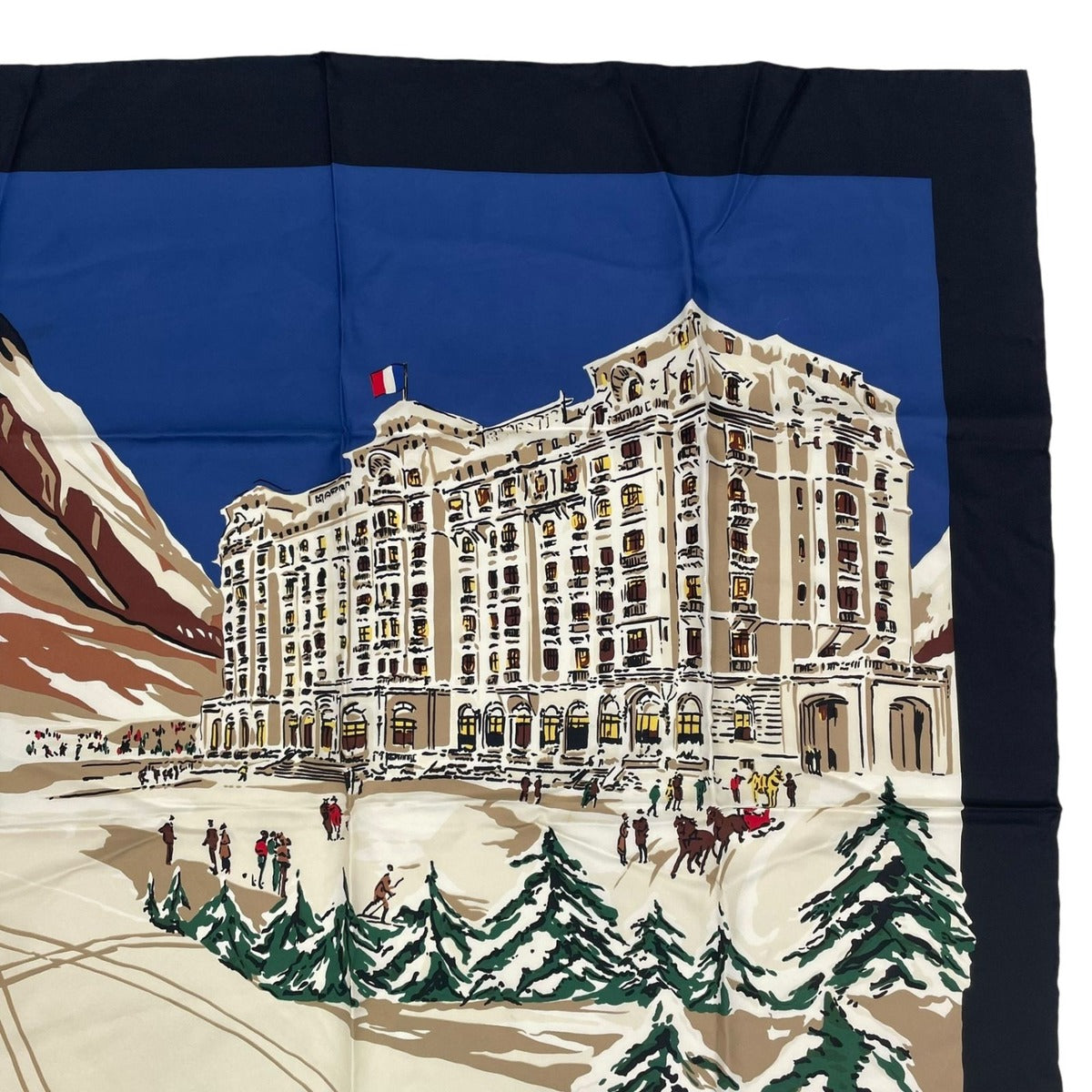 Celine Scarf Silk Snow Scenery Hotel Ski Carriage Multicolor — view 3