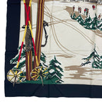 Celine Scarf Silk Snow Scenery Hotel Ski Carriage Multicolor — view 4