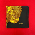 Chanel Tassel Floral Coco Mark Silk Scarf Apparel Accessories Black