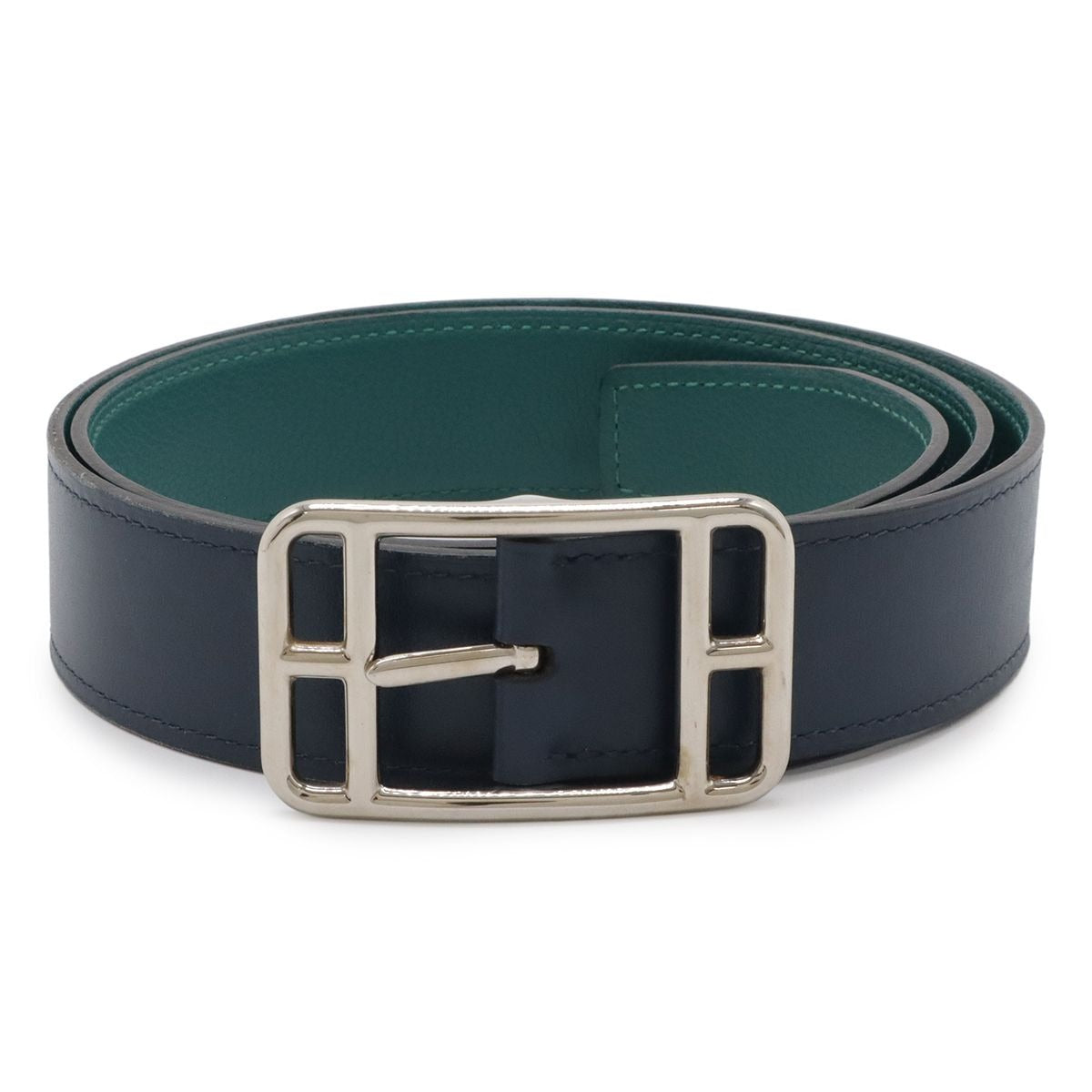 Hermes Cape Cod 32 Belt Reversible Leather Blue Marine Malachite Box Calf Togo