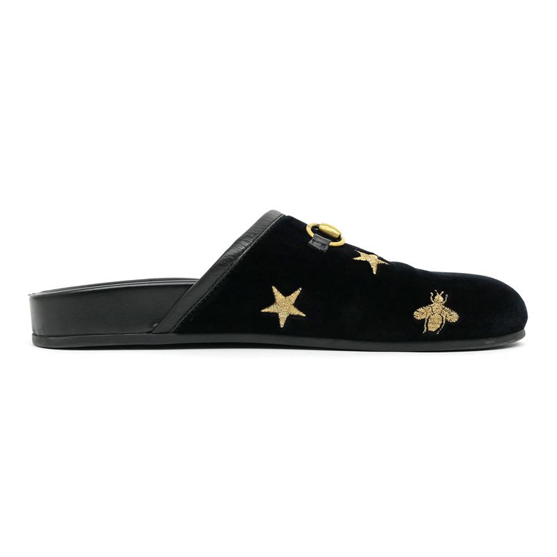 Gucci Sandals Horsebit Bi-bk Black Size 35 Embroidery — view 2