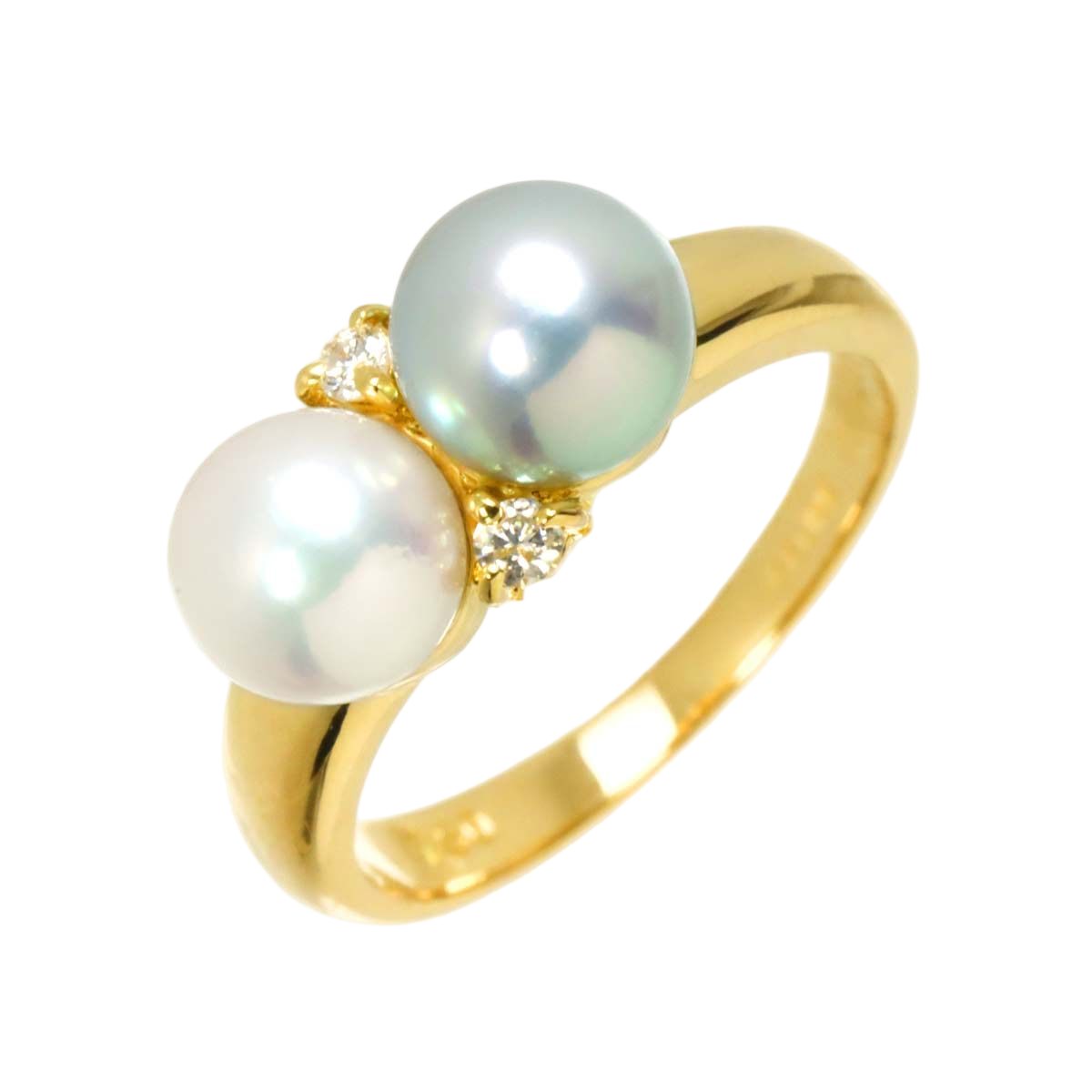 Celine Ring Akoya Pearl Diamond 18k YG Yellow Gold