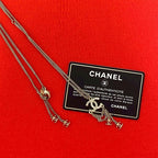 Chanel Coco Mark GP Rhinestone Faux Pearl Necklace Gold Pink 12AP