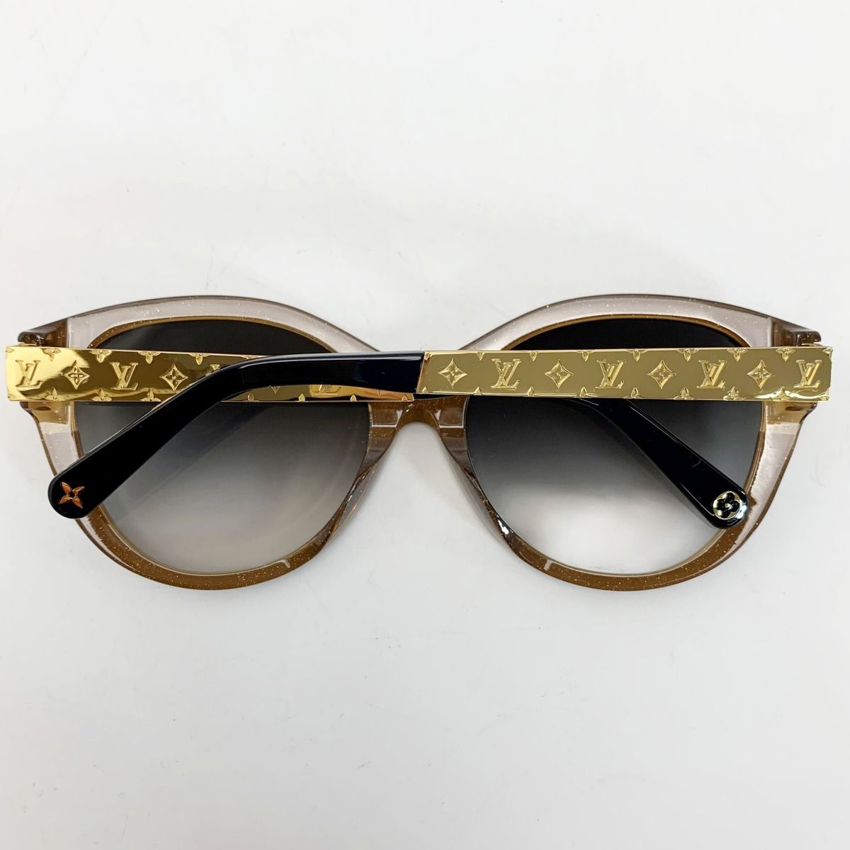 Louis Vuitton Sunglasses Monogram Metal Frame Z1857 E Noir Gold Box with Bag — view 6