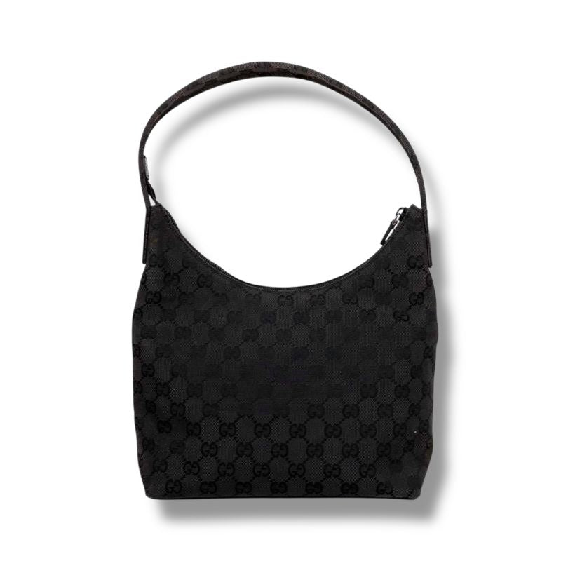 Gucci One Shoulder Bag GG Canvas Black Hobo Soho — view 3