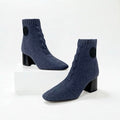 Hermes Volver Boots Short Shoes Knit Leather Blue Black Exlibris Sock