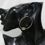 Gucci Diamond Hoop GG Earrings AU 750 18KY Box E1779 — view 7
