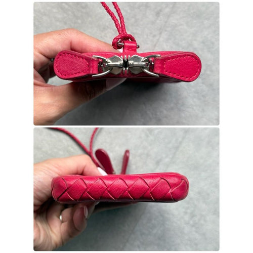 Bottega Veneta Intrecciato Leather Coin Case Card Strap Mini Wallet