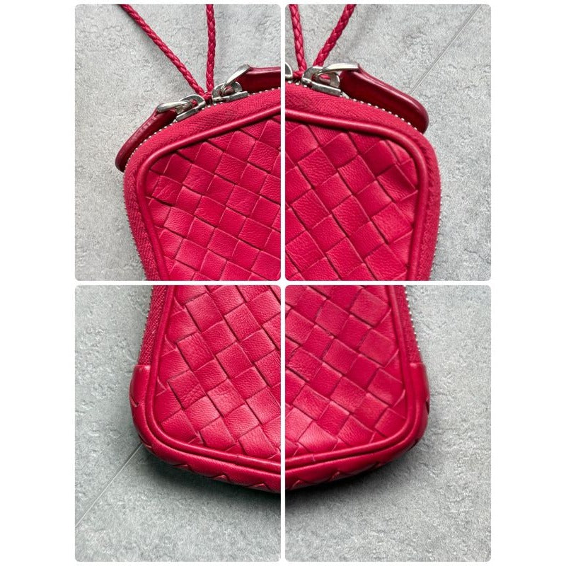 Bottega Veneta Intrecciato Leather Coin Case Card Strap Mini Wallet