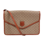 Celine Macadam Leather Beige Shoulder Bag Gold