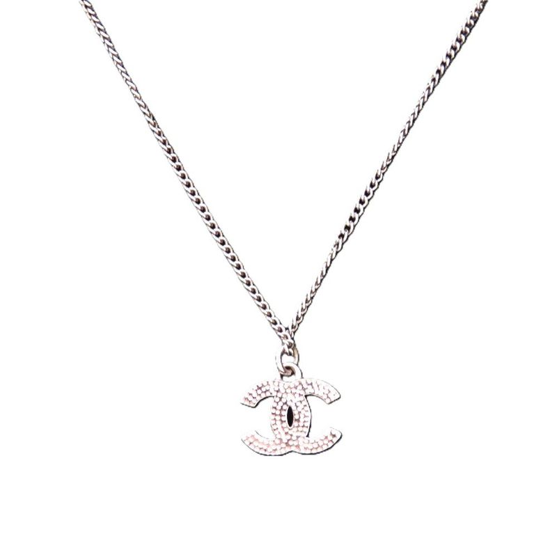 Chanel Coco Mark Metal Rhinestone Silver 0834 Necklace — view 3