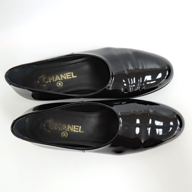 Chanel Loafers 25 C Black Coco Mark 37 Patent Leather Enamel — view 5