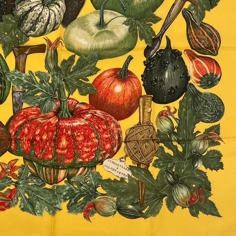 Hermes Carre 90 Citrouilles ET Coloquintes Pumpkins And Colocynths Silk Scarf — view 2