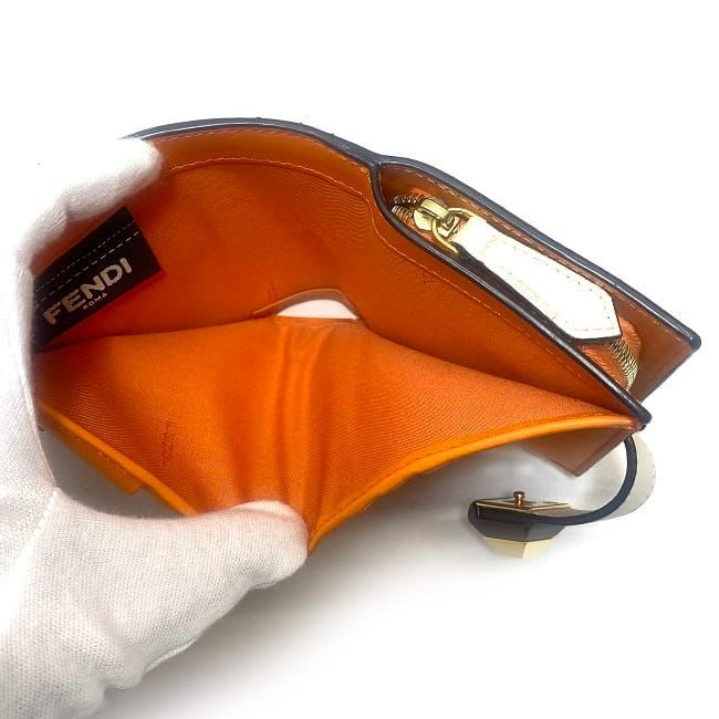 Fendi Bifold Wallet Beige Gold Orange 8 M0386 — view 7