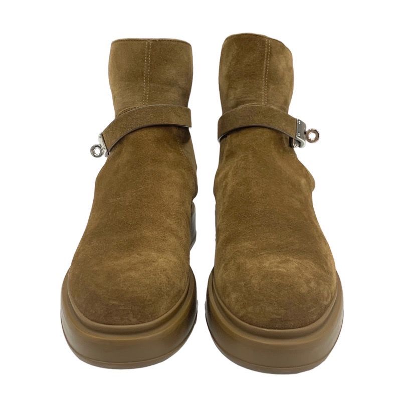 Hermes Veo Boots Short Shoes Suede Shearling Brown Silver — view 2
