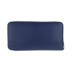 Hermes Azap Long Silk in Blue Indigo Navy Silver Veau Zip Around Wallet