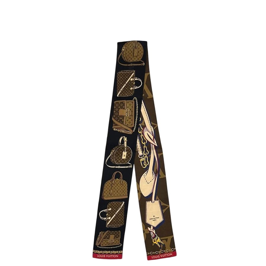 Louis Vuitton Ribbon Scarf Bandeau Tribute Black Brown Monogram Reverse Already
