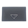 Prada Saffiano Triangle 1 Mc110 qhh f0632 Card Case Black Silver