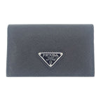 Prada Saffiano Triangle 1 Mc110 qhh f0632 Card Case Black Silver