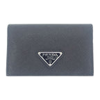 Prada Saffiano Triangle 1 Mc110 qhh f0632 Card Case Black Silver — view 2
