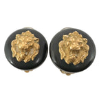 Chanel Lionhead Gold Plated Black Earrings