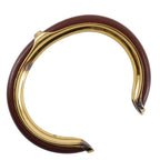 Hermes Vintage Gold Plated and Leather Brown 36.3 g Bangle — view 3