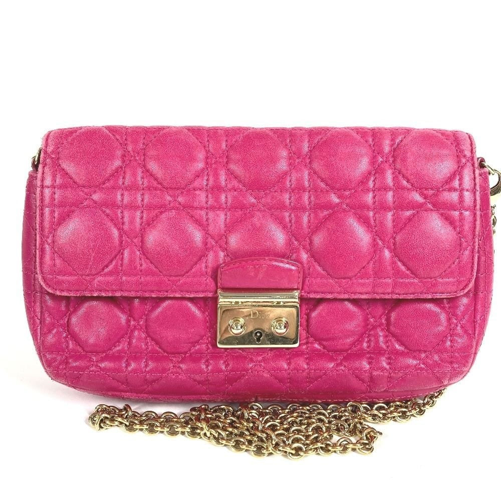 Dior Cannage Logo Leather Pink