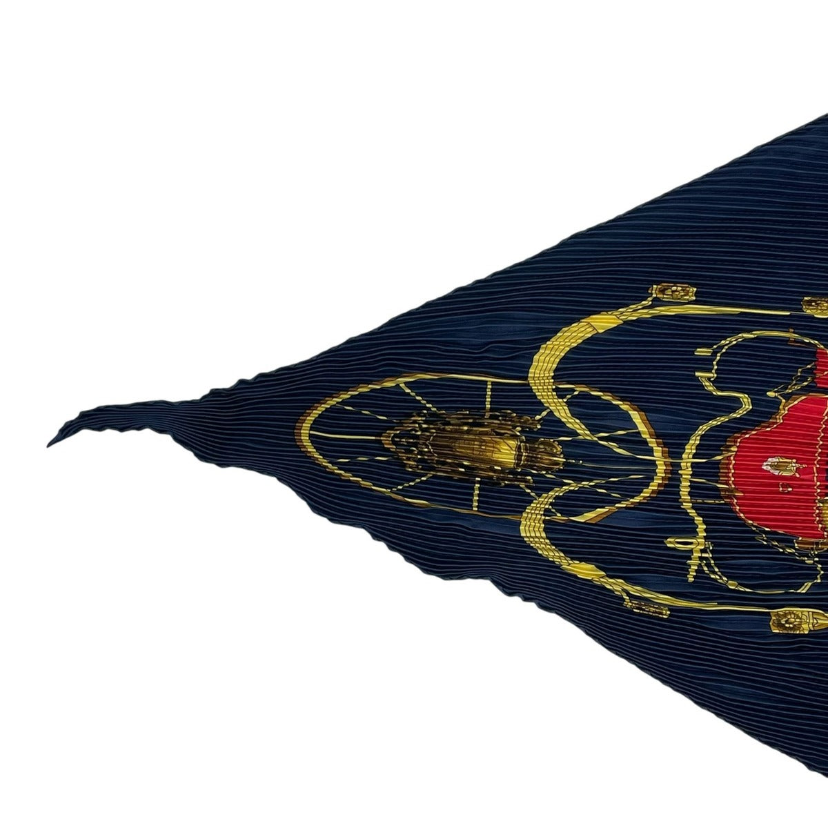 Hermes Scarf Pleated Silk Springs Spring Carriage Navy — view 3
