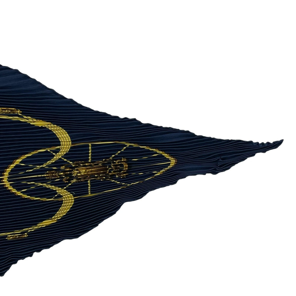 Hermes Scarf Pleated Silk Springs Spring Carriage Navy — view 5
