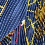 Hermes Scarf Pleated Silk Springs Spring Carriage Navy — view 7