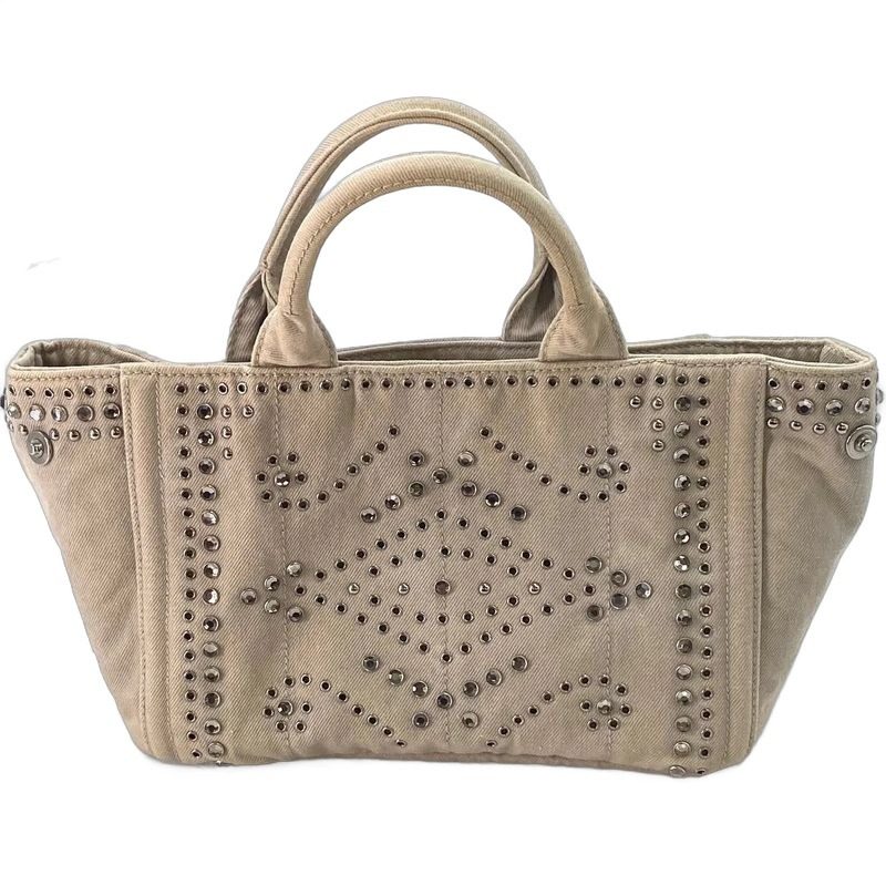 Prada Handbag Shoulder Perforated Studs Travel